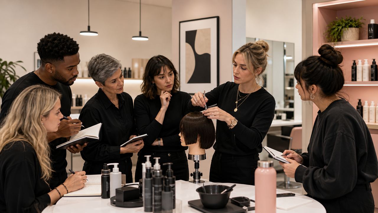 Kore members working together in the studio