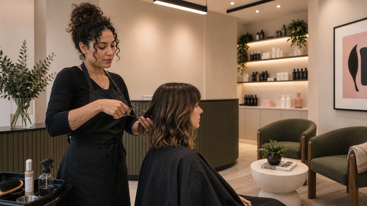 Hair stylist working in a Kore studio